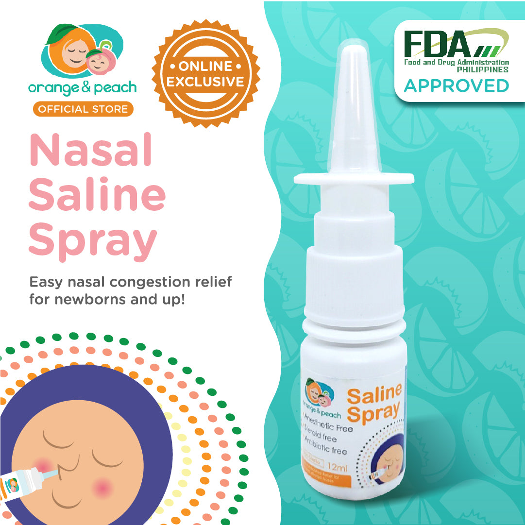 Orange and Peach Nasal Saline Spray for Allergy Relief and Congestion
